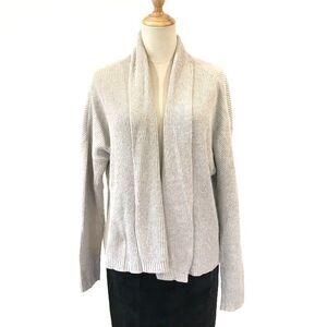 Madewell Horizontide Grey Open Front Cardigan Ribbed Cotton Blend Small